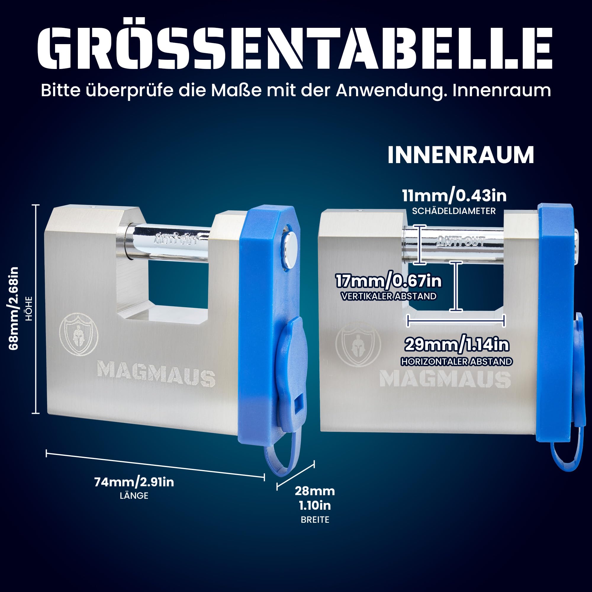 Magmaus® SRL70 Fingerabdruck schloss – Smart Lock Vorhängeschloss mit App-Steuerung, 20 Fingerabdrücken, 2 Notschlüsseln & IP68-Schutz für Garten, Tor & Container.