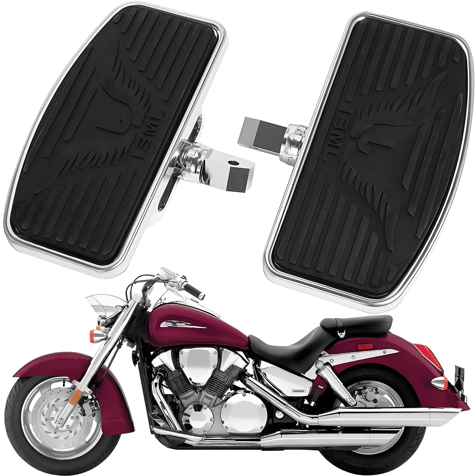 Adjustable Motorcycle Floorboards, Universal Driver &amp; Passenger Foot Pegs Footboard Accessories Compatible with Honda VTX1300/1800 Shadow 1100 Yamaha V Star 650 Suzuki C50 Kawasaki (Eagle)