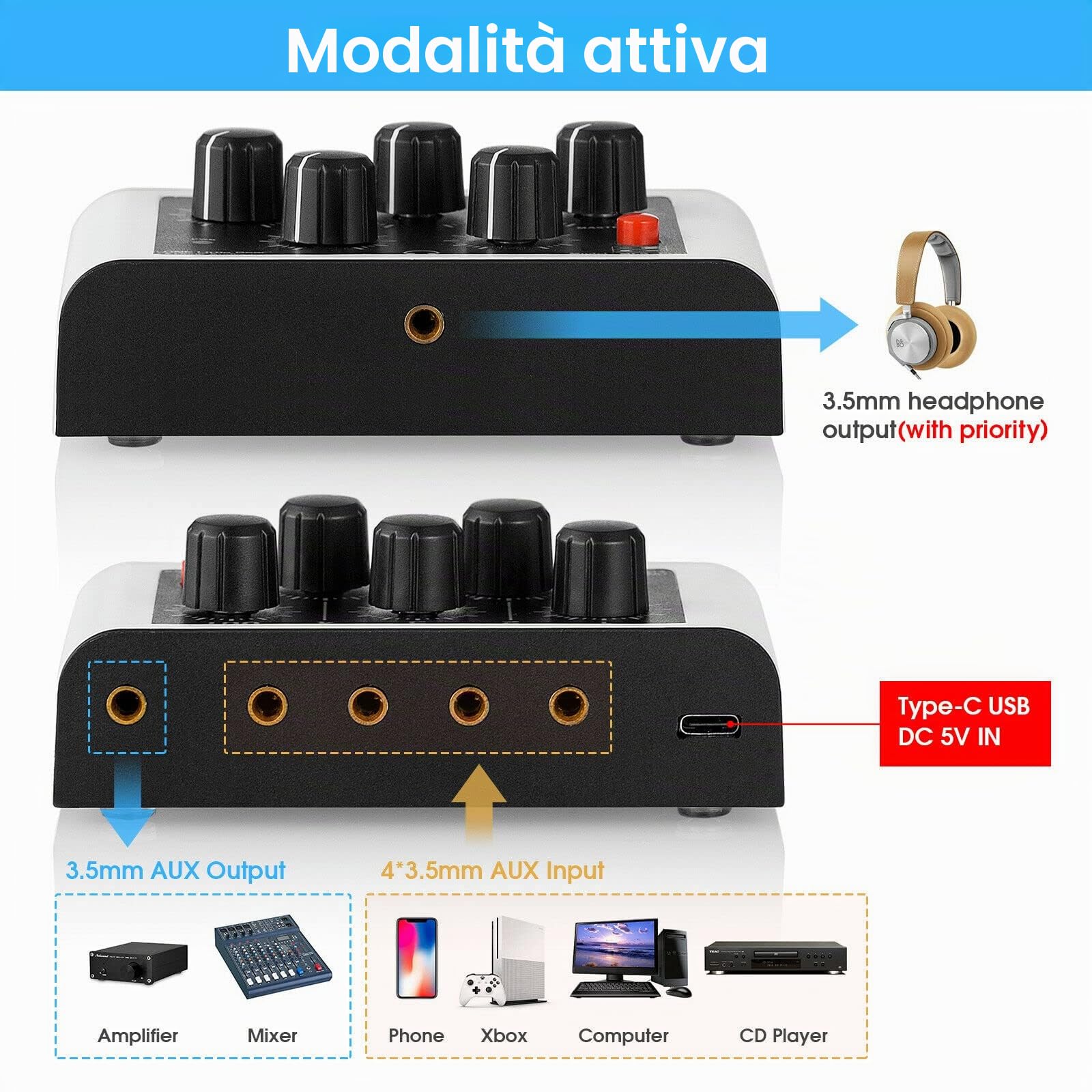Mini stereo 4 canali linea mixer cuffie monitoraggio club Live Studio registrazione