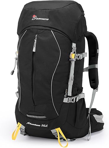 MOUNTAINTOP Mochila de senderismo con marco interno de 60L con cubierta de lluvia Mochila de campamento al aire libre para hombres y mujeres