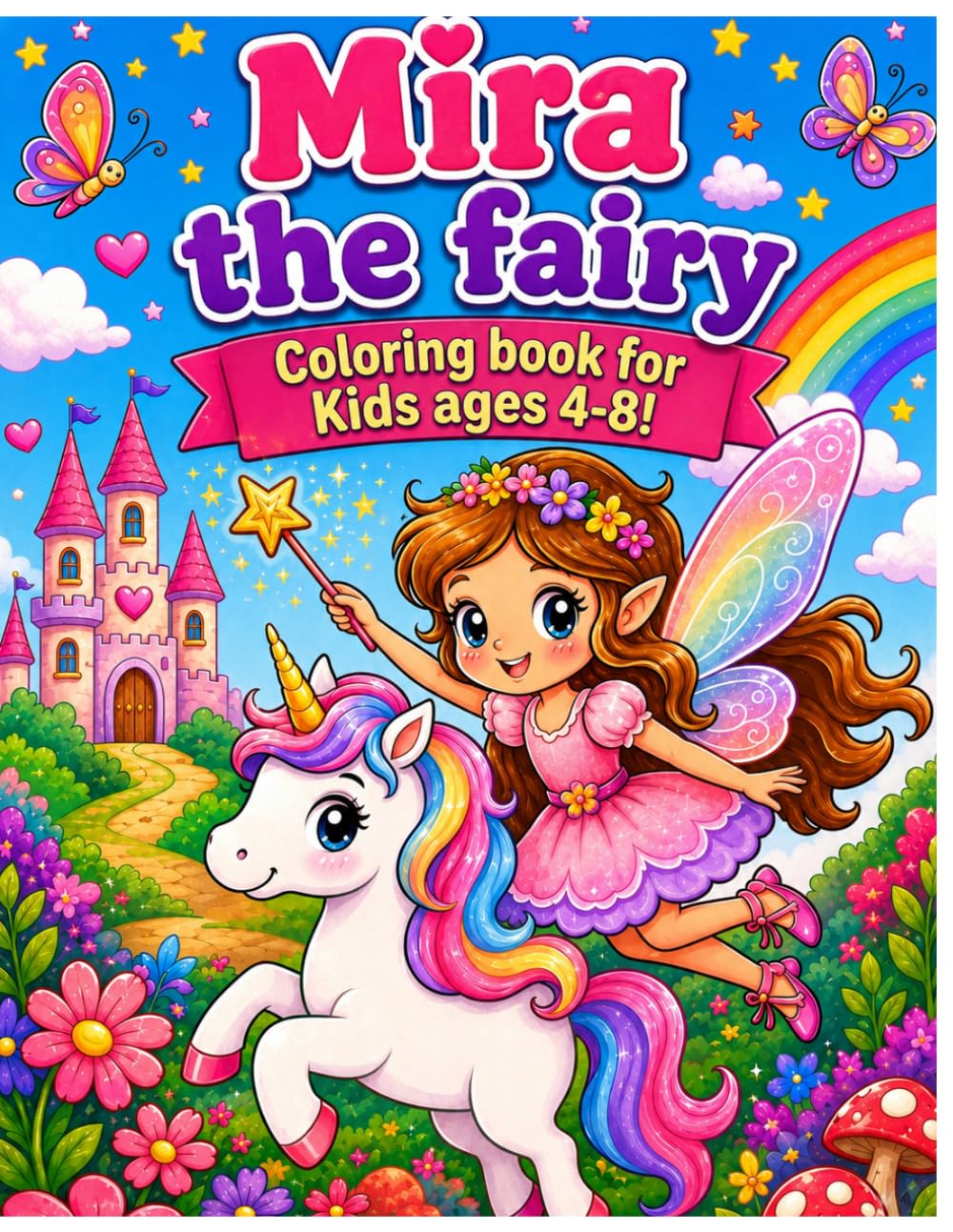 Mira the Fairy's Magical World Coloring Book: 52 Adorable Coloring Pages of Fairies, Unicorns, Dragons and Enchanting Fantasy Adventures for Kids Ages 4-8