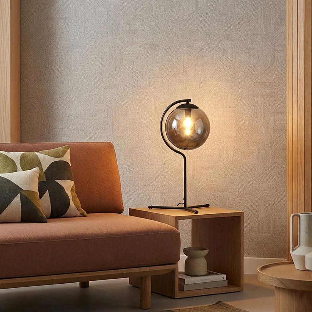 GLOBO LIGHTING Tischleuchte Schlafzimmerlampe Beistelllampe Designleuchte Glas-Kugel H 50 cm