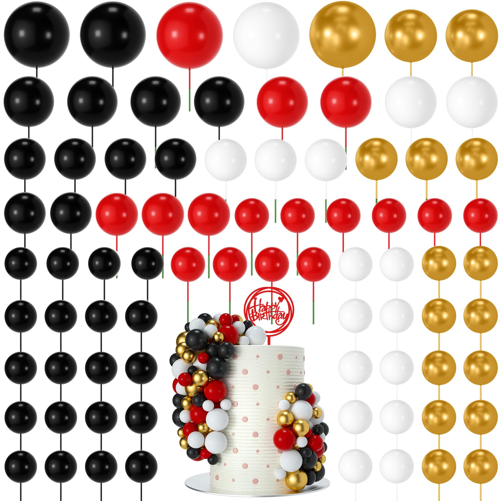 NACHLYNN 80 Pcs Cake Balls Decorations Mini Balloon Cake Topper Balls Foam Cupcake Toppers Balls for Cake Decorating Birthday Parties Weddings