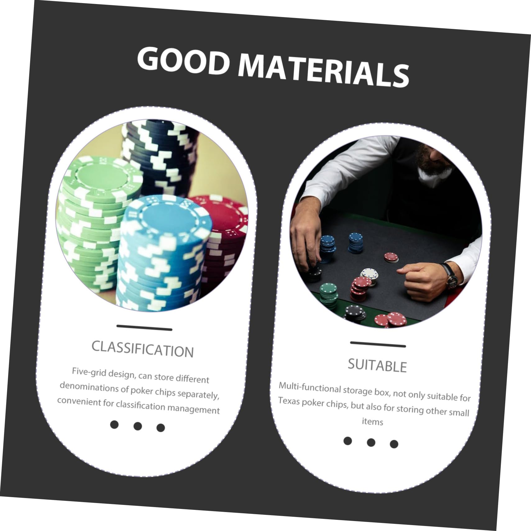 KONTONTY Grid Poker Chip Holder Tray Large Capacity Poker Chip Box Rack Storage Box