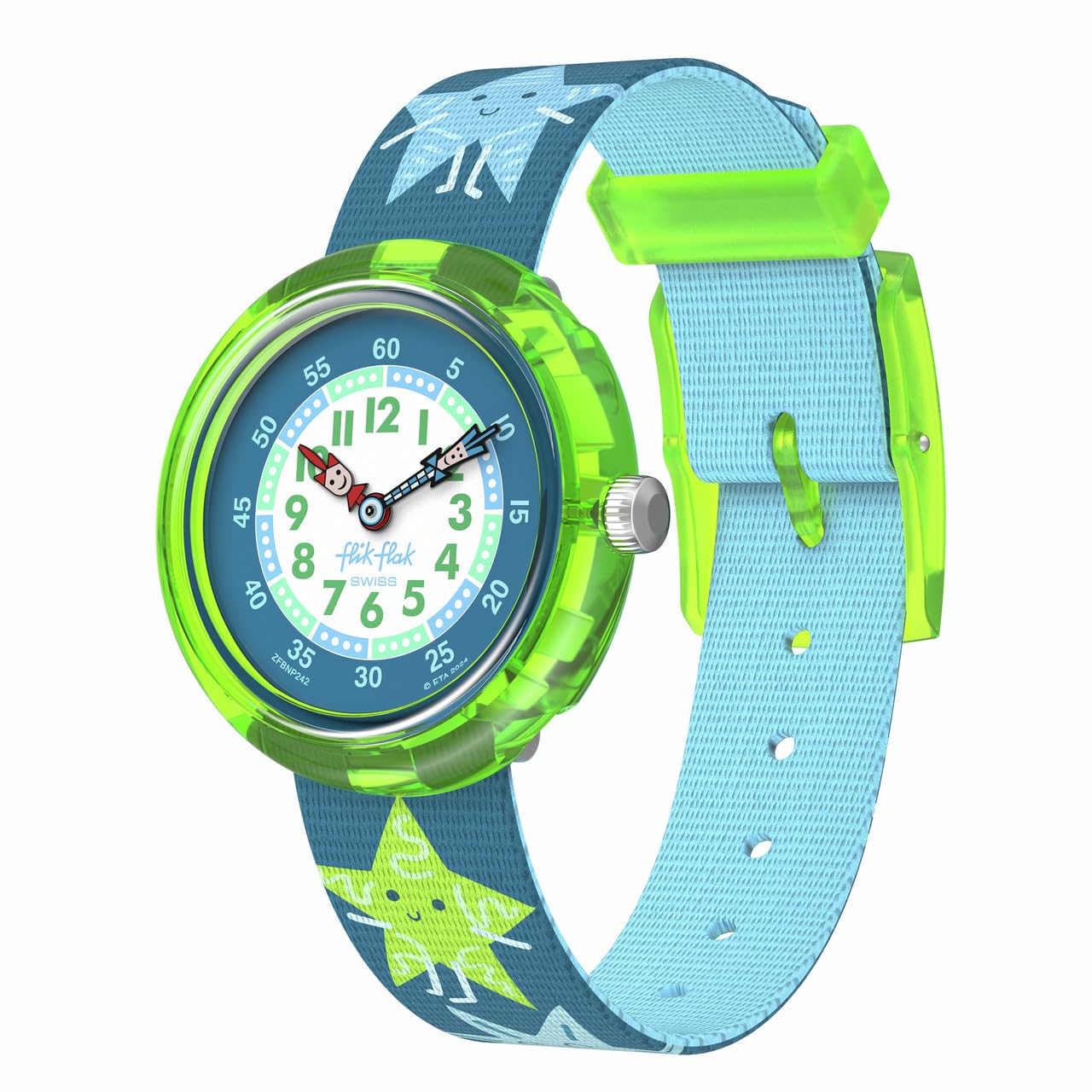 Flik Flak Unisex Watch Casual Green Bio-sourced Quartz Starry Glow