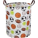 Sanjiaofen Kids Laundry Basket,Basketball Laundry Hamper Collapsible Baby Storage Baskets for Boys Room Decor,Nursery Hamper,Bedroom,Toy Organizer,(Ball) 
