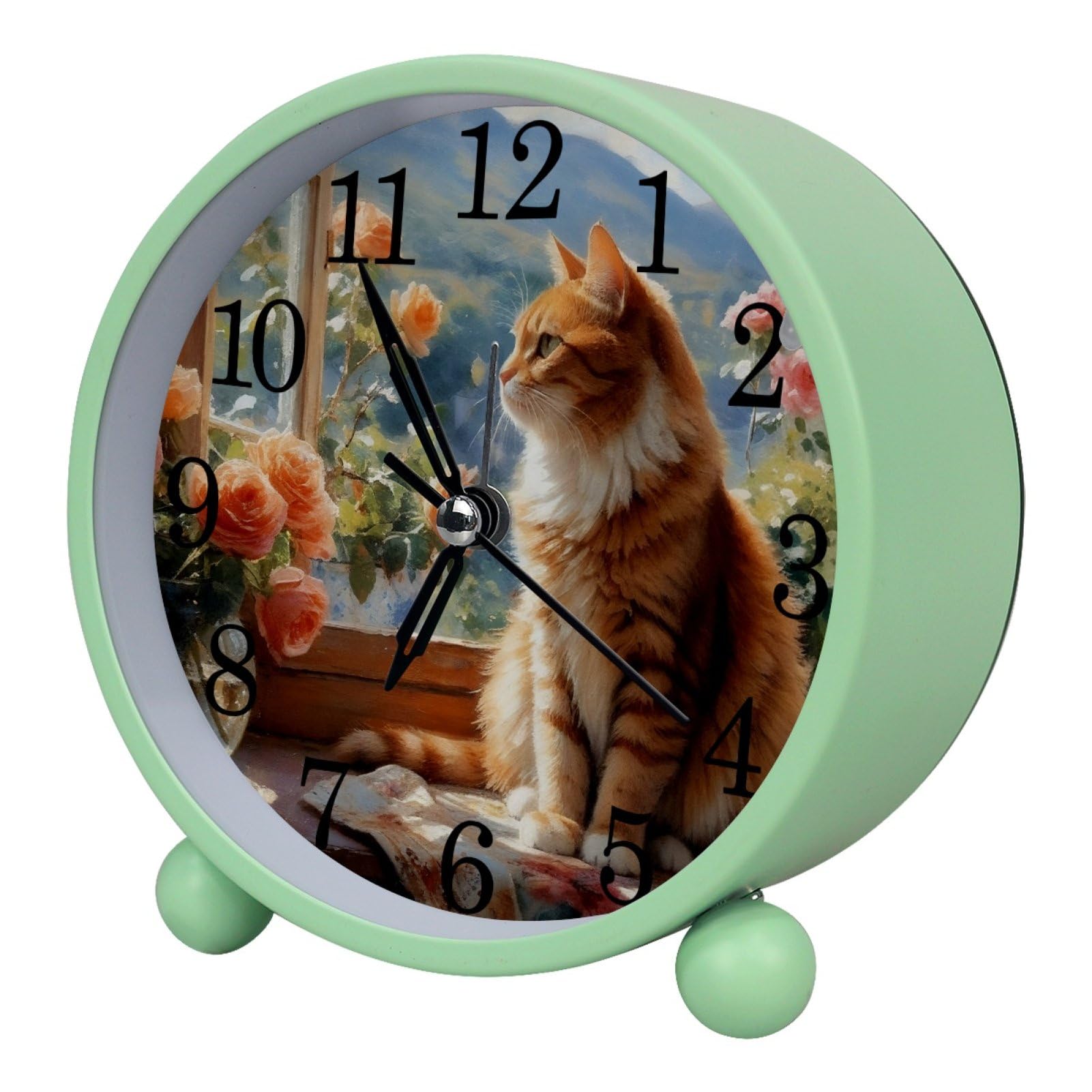etoenbrc Watercolor Butterfly Silent Analog Alarm Clock Small Battery Operated Clock Slient Plastic Table Clock for Living Room Bedroom Color449