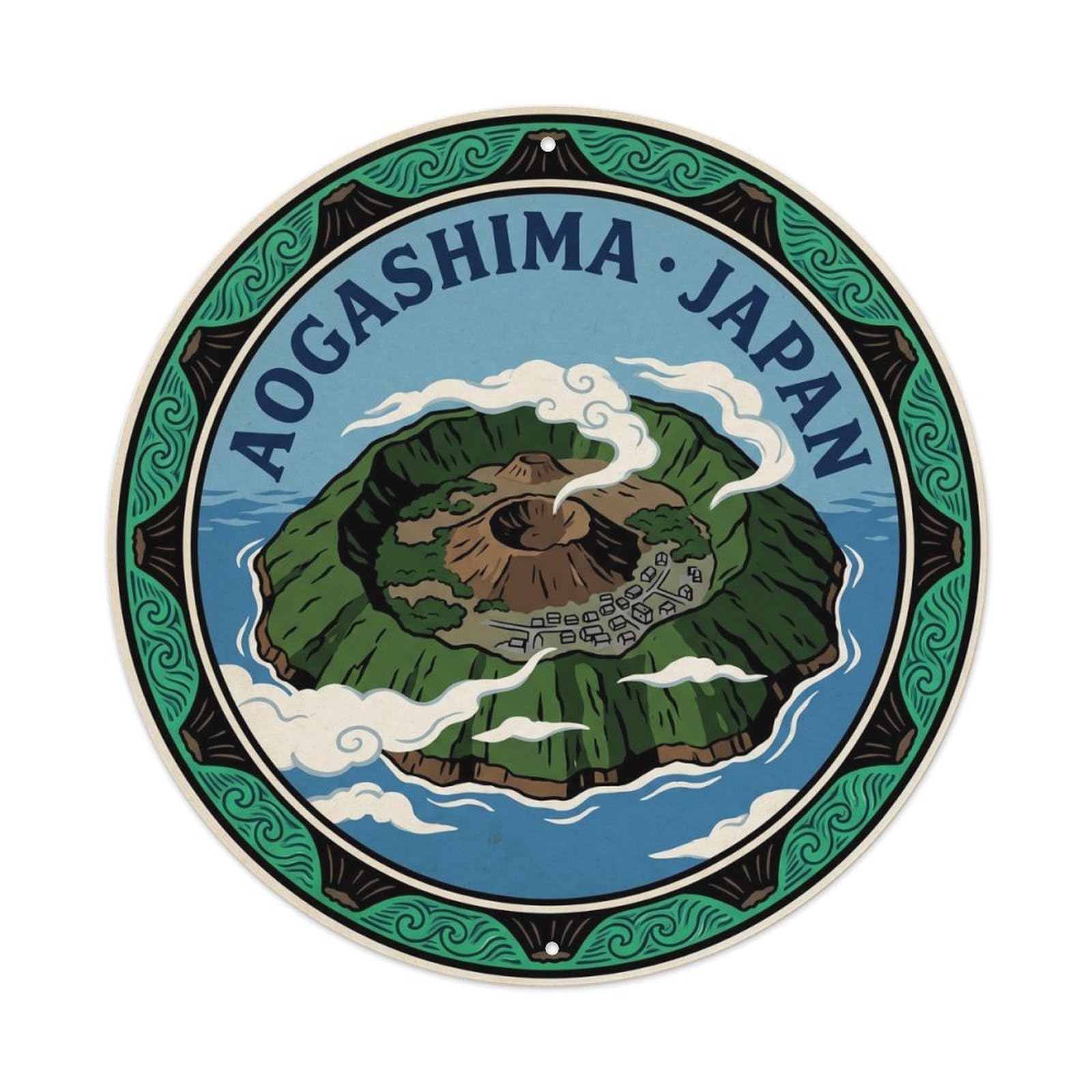 Aogashima Volcano Island Crater Travel Geology Journey Metal Tin Sign