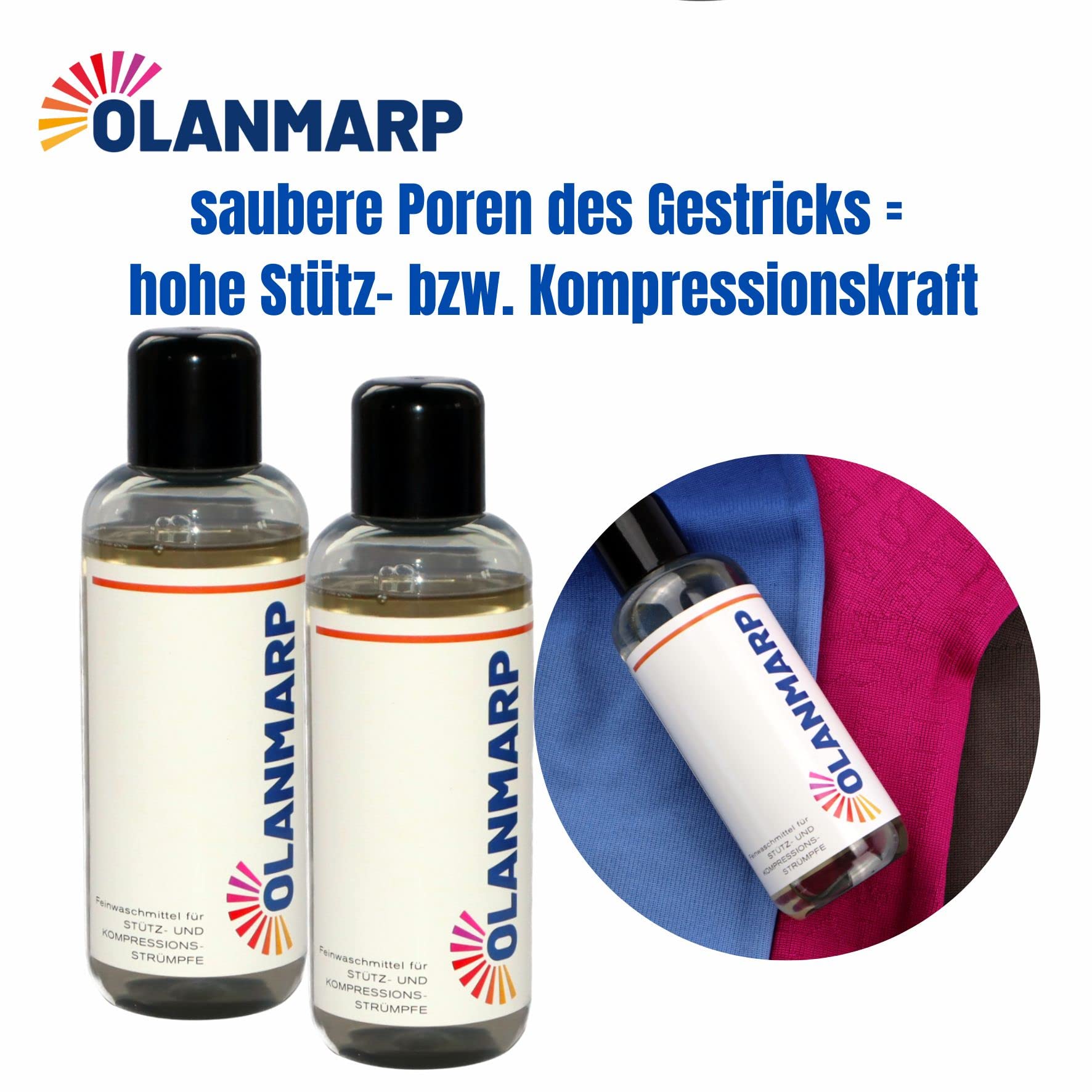 Feinwaschmittel Konzentrat für Kompressionsstrümpfe (480ml) | Flüssigwaschmittel für Stützstrümpfe – Hand- & Maschinenwäsche – schonende Reinigung