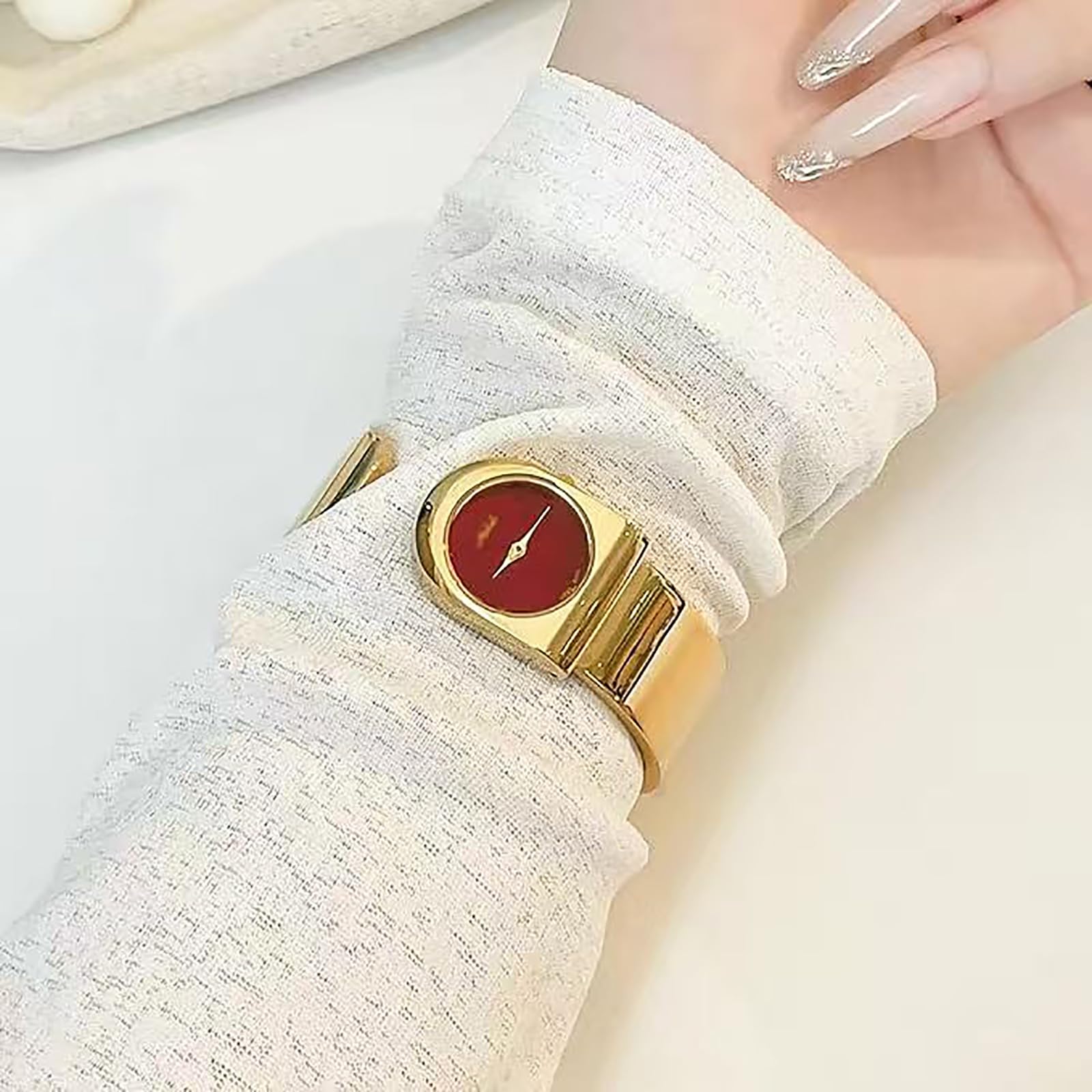 Orologio Da Donna Con Bracciale Rigido Al Quarzo, Orologio Da Polso Per Donna, Design Con Bracciale Rigido In Metallo, Adatto a Polsi Fino a 19 Cm, Cinturino Non Regolabile, Per Varie Occasioni