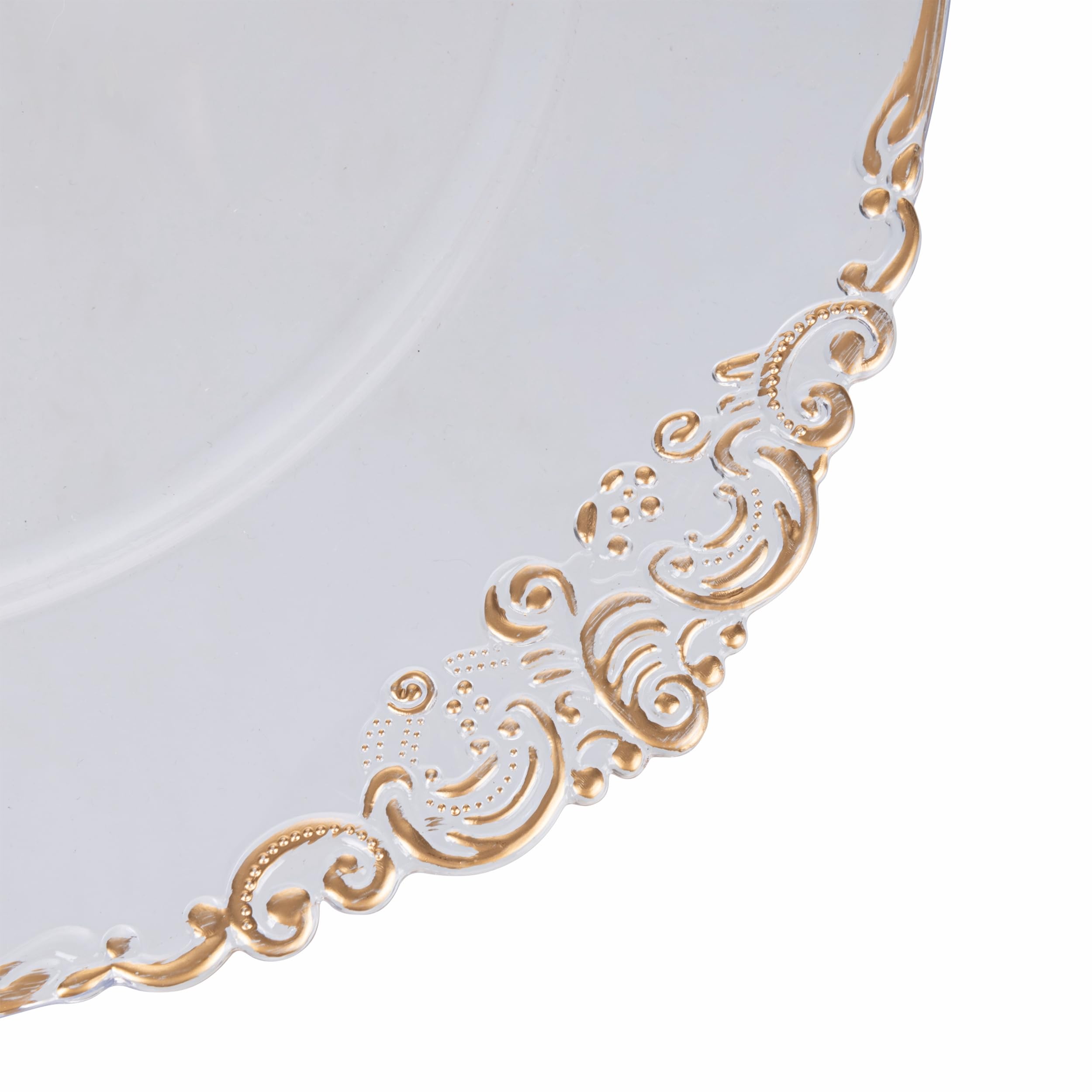 Set 6 Sottopiatto Ø 33 cm trasparente con bordino oro, Baroque