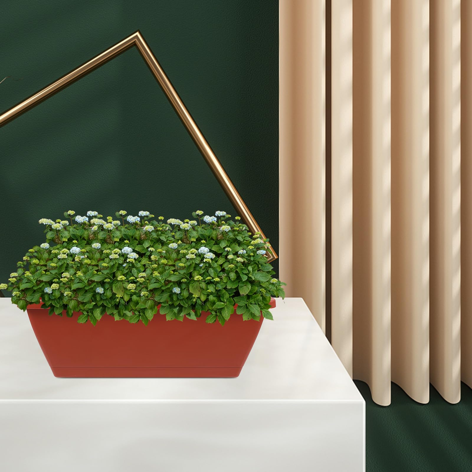 MAGICLULU Lot de 6 Pots de Fleurs en Plastique Épaissi Trous de Drainage pour Jardinage et Balcon, Jardinières Rectangulaires Solide Design Délicat et Atmosphère Pastorale