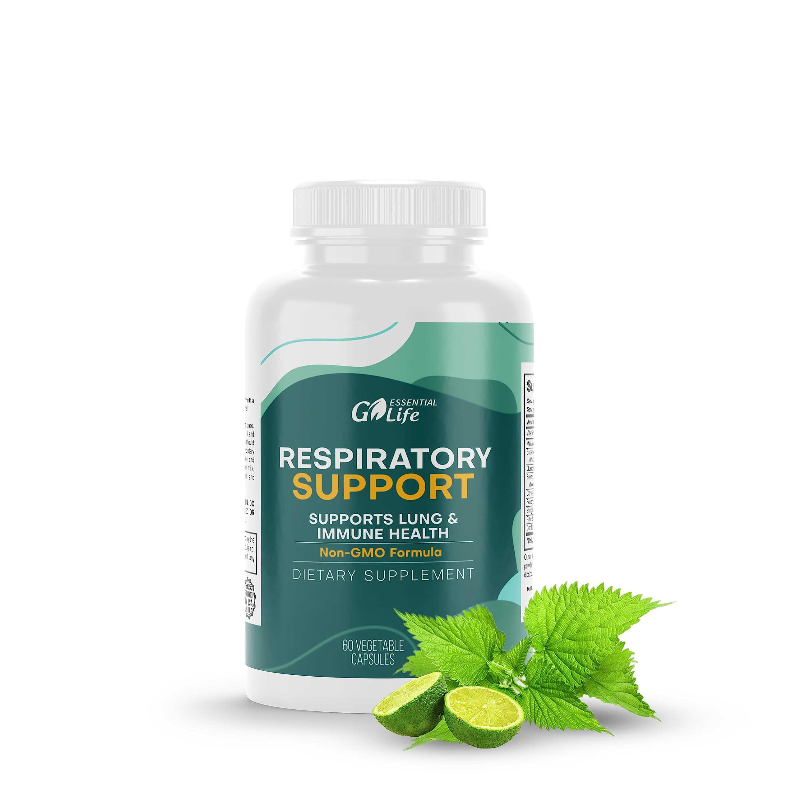 Go Esential Life Lung Support Supplement | Lung Clear Respiratory Support with Vitamin C, Citrus, Butterbur, Cordyceps, and Quercetin for Immune Health Defense and Respiratory Health | 60 Capsules
