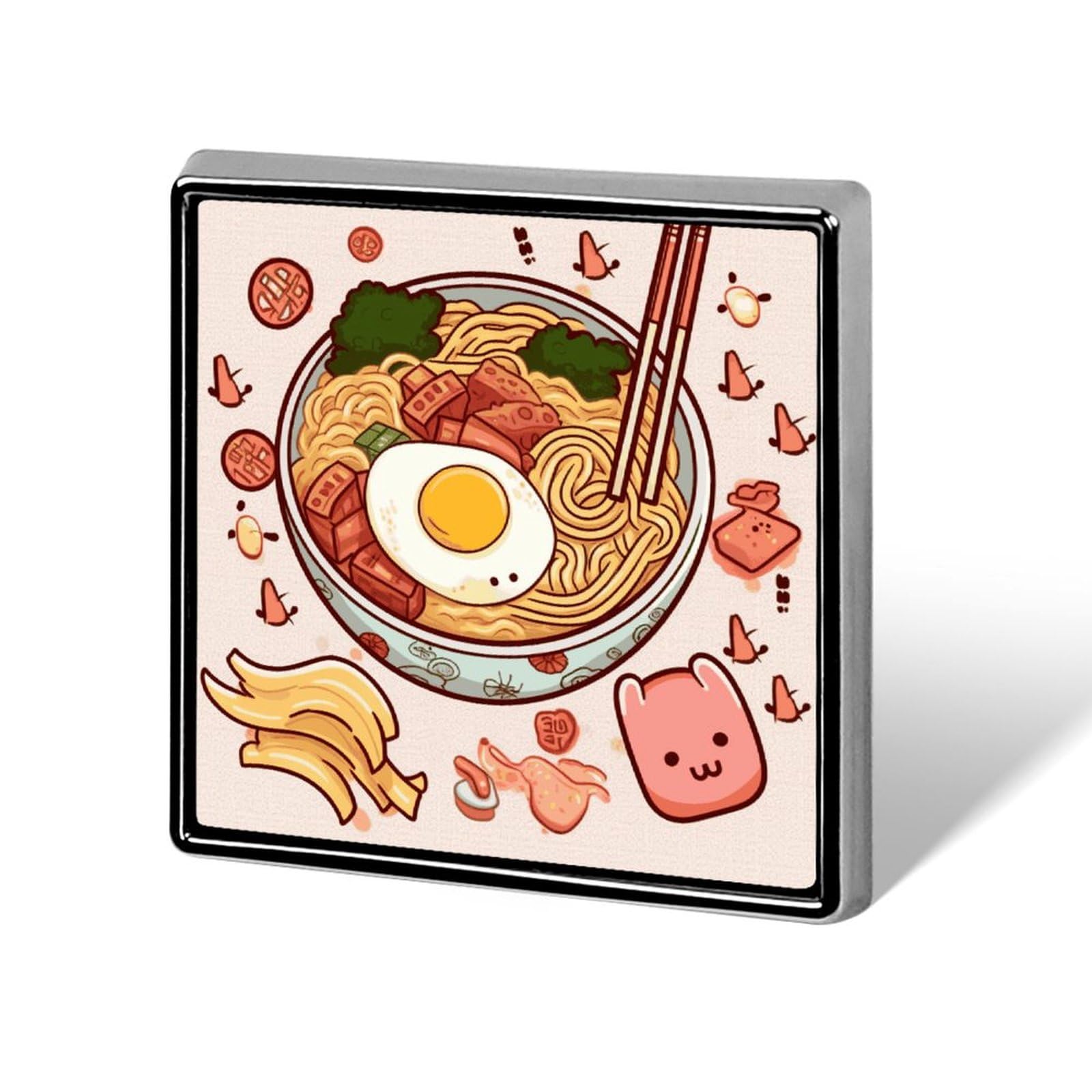 Square Lapel Pins Square Brooceh Badge for Backpacks Or LapelsDelicious Sweet Ramen Lapel Accessory
