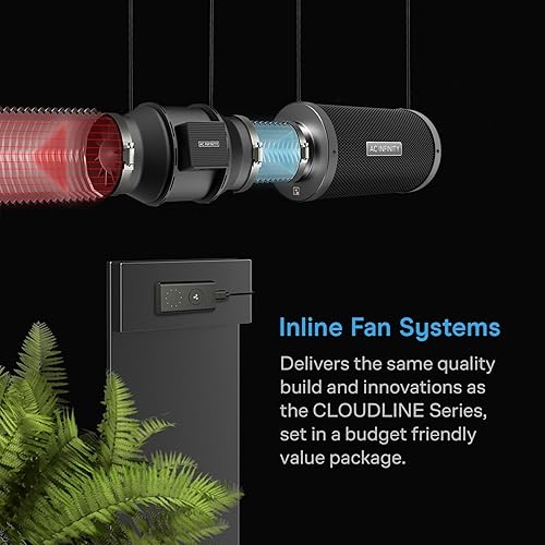Miniatura 2 de AC Infinity CLOUDLINE LITE - Kit de filtración de aire de 4 pulgadas, ventilador en línea y filtro de carbono, sistema de refrigeración y