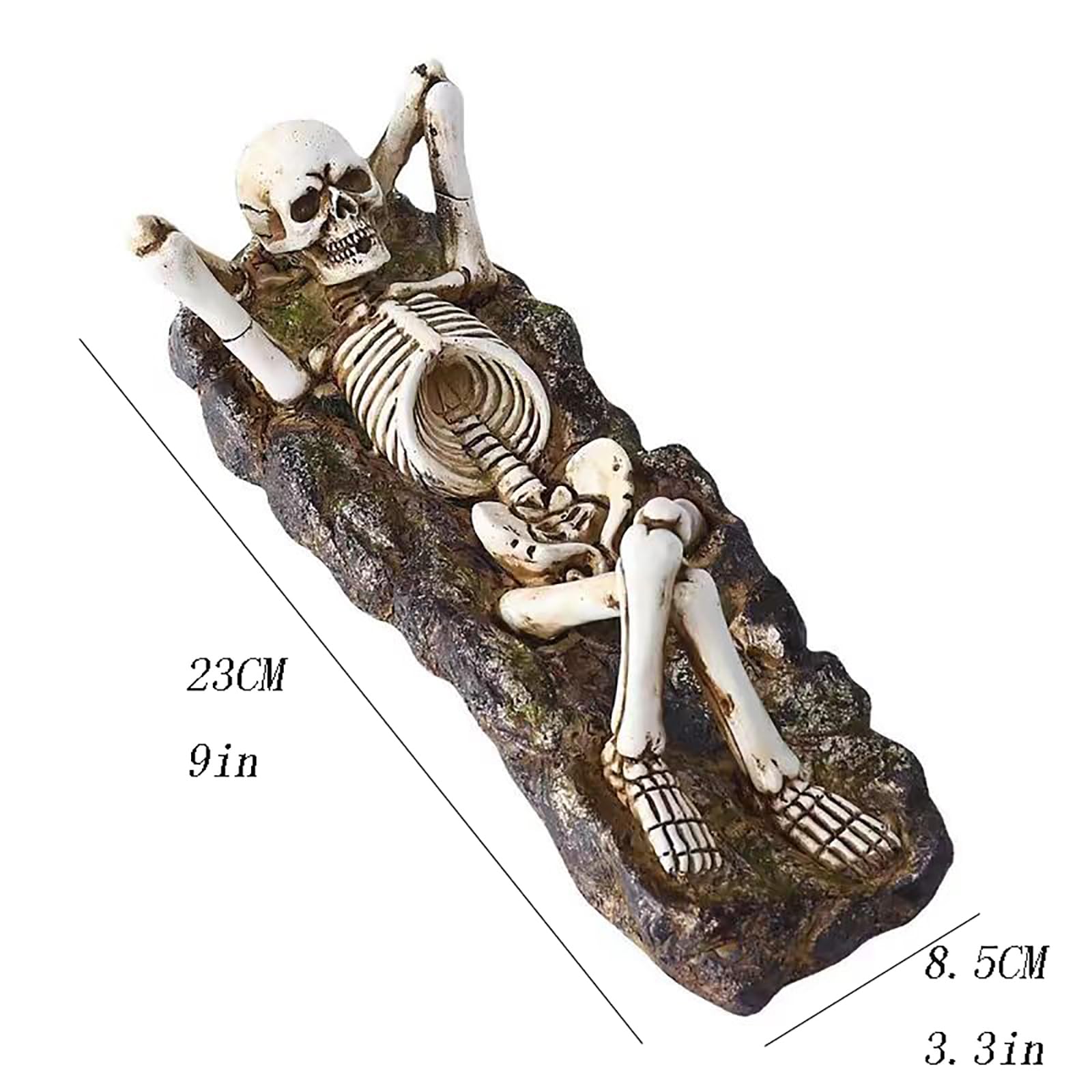 Decorazione piatta a forma di teschio, porta incenso creativo per interni, adatta per casa, ufficio, appassionati di yoga (22,9 x 8,4 cm)
