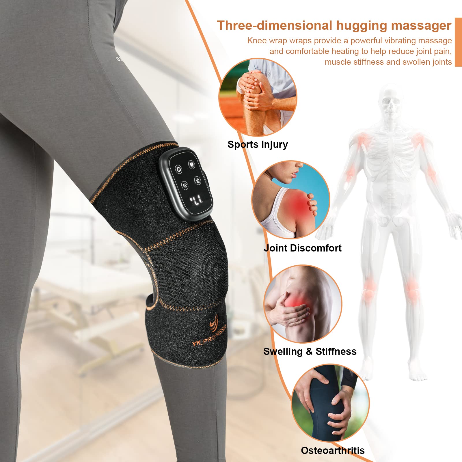 Schulter-Knie-Massagegerät, 2-Wege-Verwendung, Vibrationsmassage, Heizung, kabelloses Gerät, Elitzia ETKS921, 2 Stück, ein Set