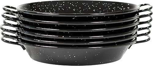 Machika Juego de 6 paelleras esmaltadas Sartén antiadherente perfecta para servir preparaciones pequeñas Paella, mariscos, mediterráneos y más