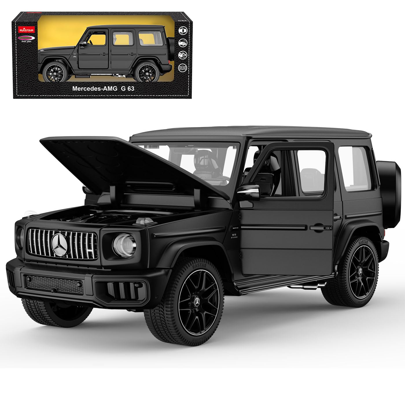 JAMARA 402264 Mercedes-AMG G 63 Diecast 1:24 Schwarz Modellauto Metall Miniatur Sammlermodell Spielzeug Auto Kinder Geschenkidee