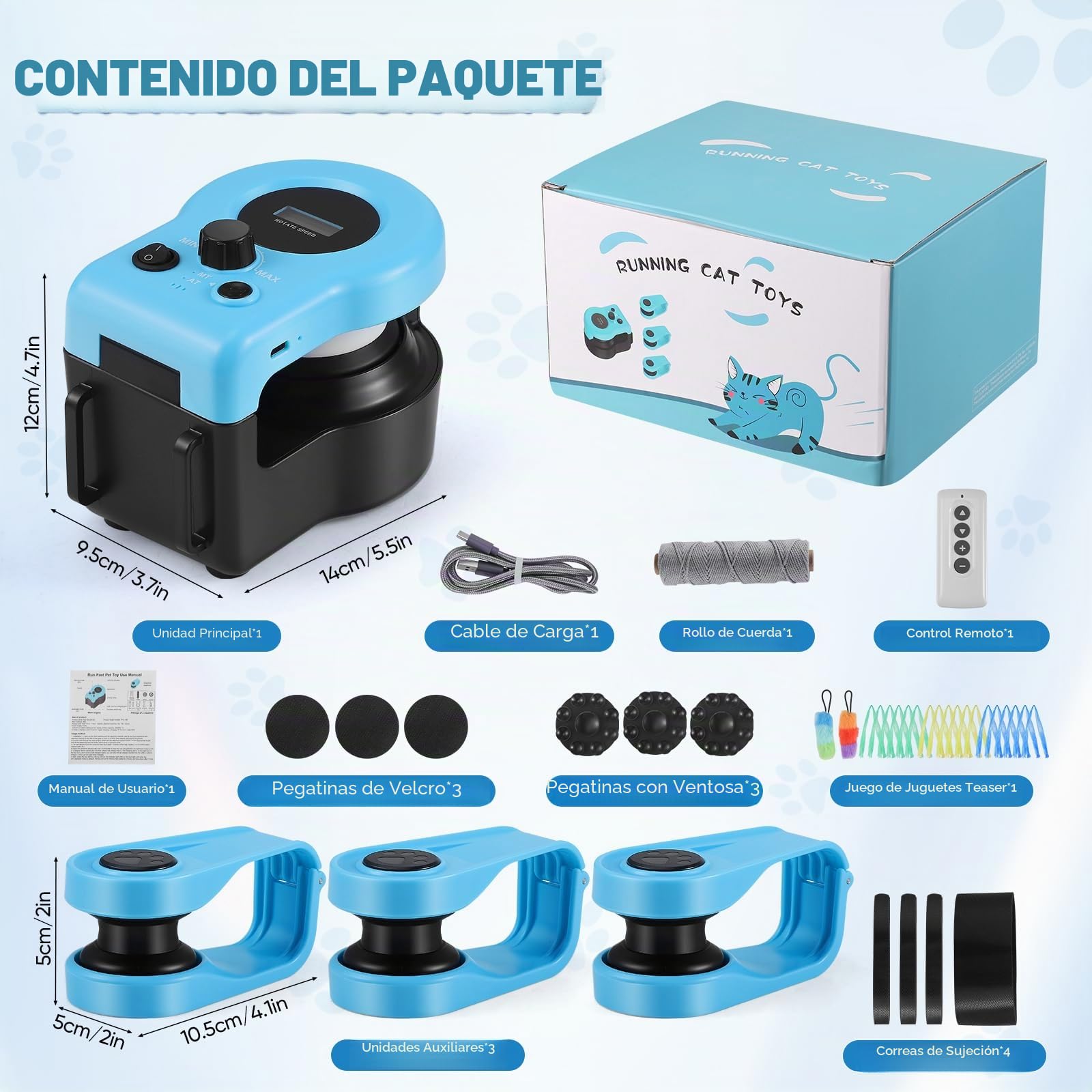 Juguete para Gatos para Interiores, Nueva Cinta de Correr para Gatitos, Control Automático/Remoto, Velocidad Ajustable, Juego de Persecución y Ruta de Carrera con Diseño DIY