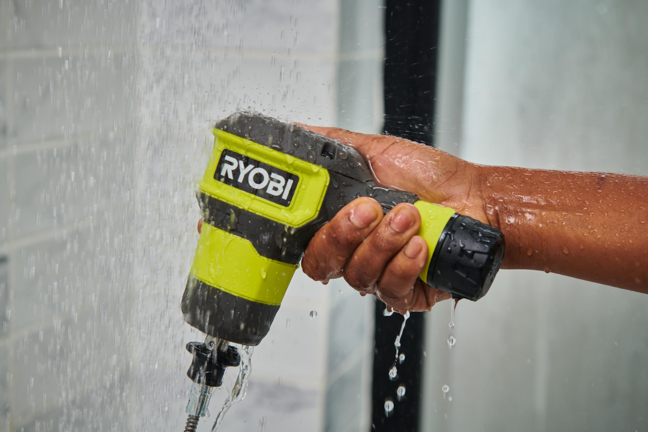 RYOBI Sbocco wireless 4 V USB al litio RDA4-0 - Cavo 0,9 m, testa 10 mm, 200 giri/min, IPX7 impermeabile, diametro tubi 32-50 mm, compatto e leggero, per lavelli, vasche e docce (senza batteria)