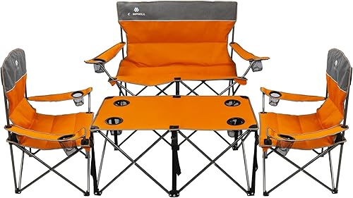 CAMPHILL Juego de 3 sillas de campamento, sillas de camping plegables para exteriores para personas pesadas con portavasos y bolsa de transporte,