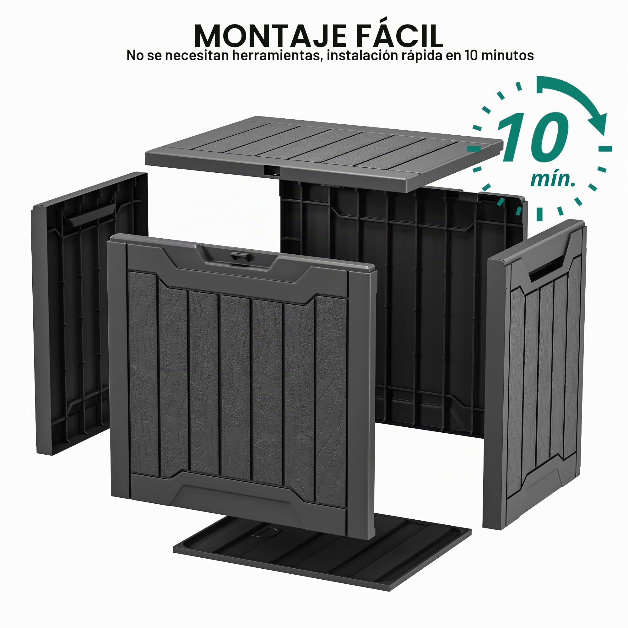 YITAHOME Caja de almacenamiento de resina para exteriores, 31 galones, resistente al agua, caja de almacenamiento para exteriores, para almohadas, equipo de jardín, con cerradura segura, color negro