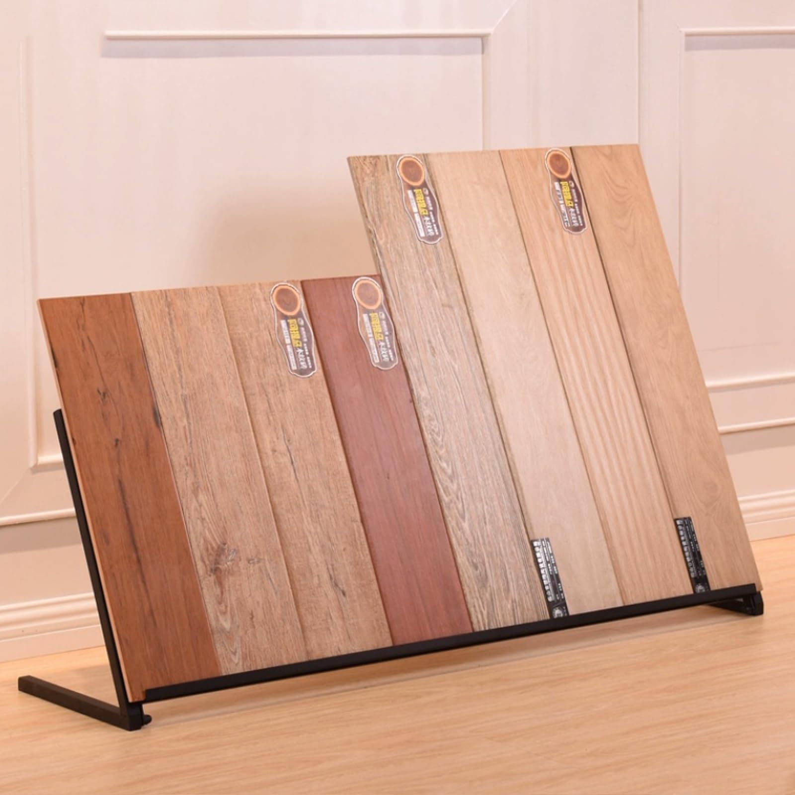 Présentoir carrelage bois sur pied de 120 cm pour stockage efficace et échantillons de matériaux