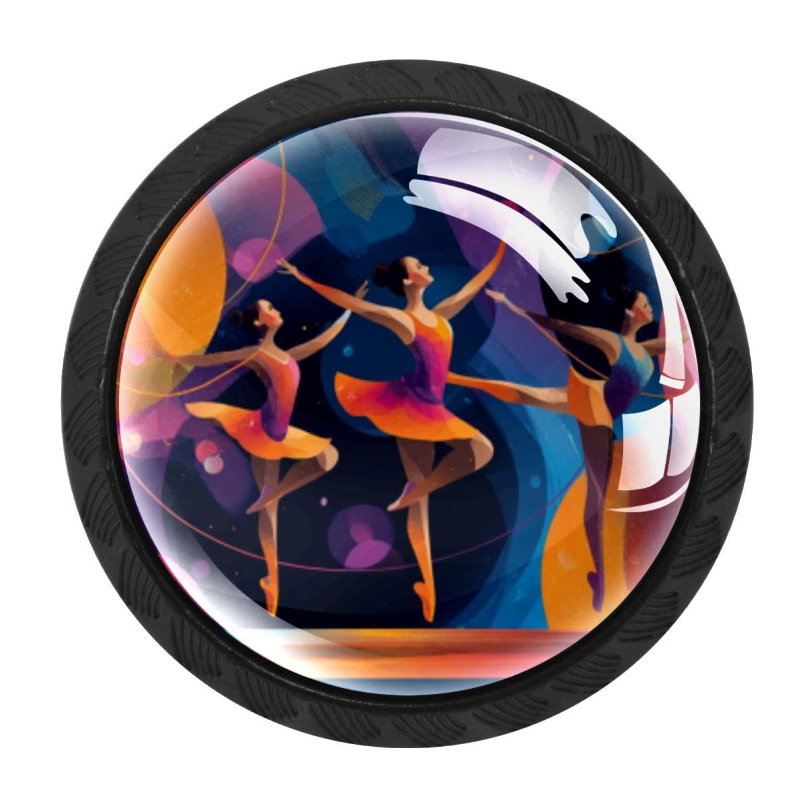 CHENZZZZ 4 pcs Rhythmic Gymnastics Colorful Background (12) Cabinet Knobs Crystal Drawer Pulls for Kitchen, Bathroom Cabinet, Dresser and Cupboard