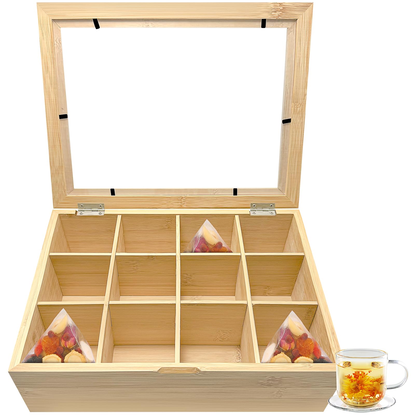  **12 Compartment Natural Bamboo Tea Bag Box con Finesti Erborine e Scheda Visibile**
| **Erborine e Tisane in Scheda Na