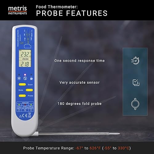 Miniatura 4 de Termómetro digital para cocinar carne de lectura instantánea infrarroja digital con sonda para cocina, parrilla exterior, ahumador de barbacoa,