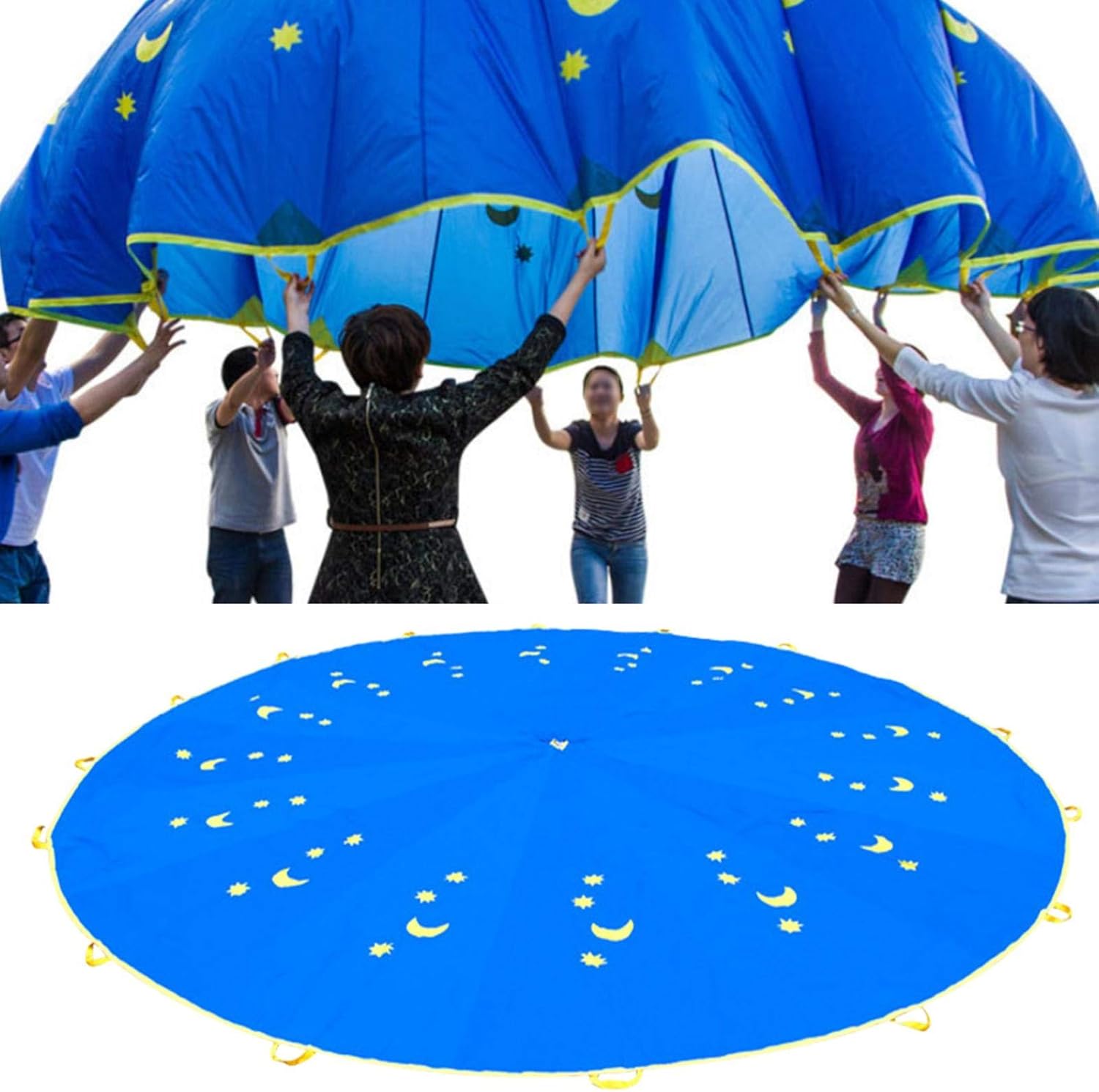 libelyef Kids Parachute, 6ft Play Parachute With Handles, Star Moon