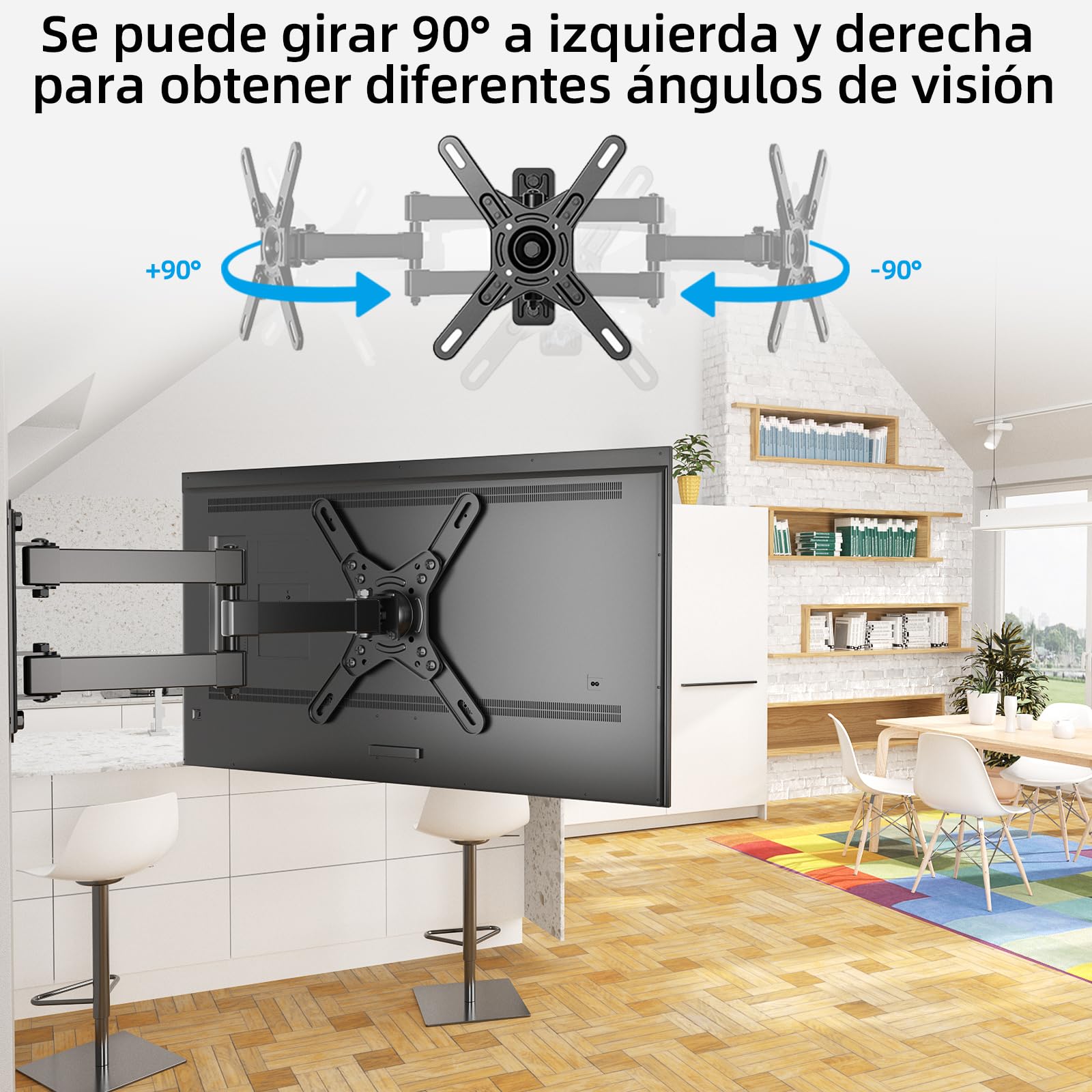 HOME VISION Soporte De TV Pared para 17-42 Pulgadas Television, Soporte TV Brazo Monitor Extensible y Giratorio, Soporte De Pared para Monitor De TV, hasta 20kg, VESA Máx. 200x200mm