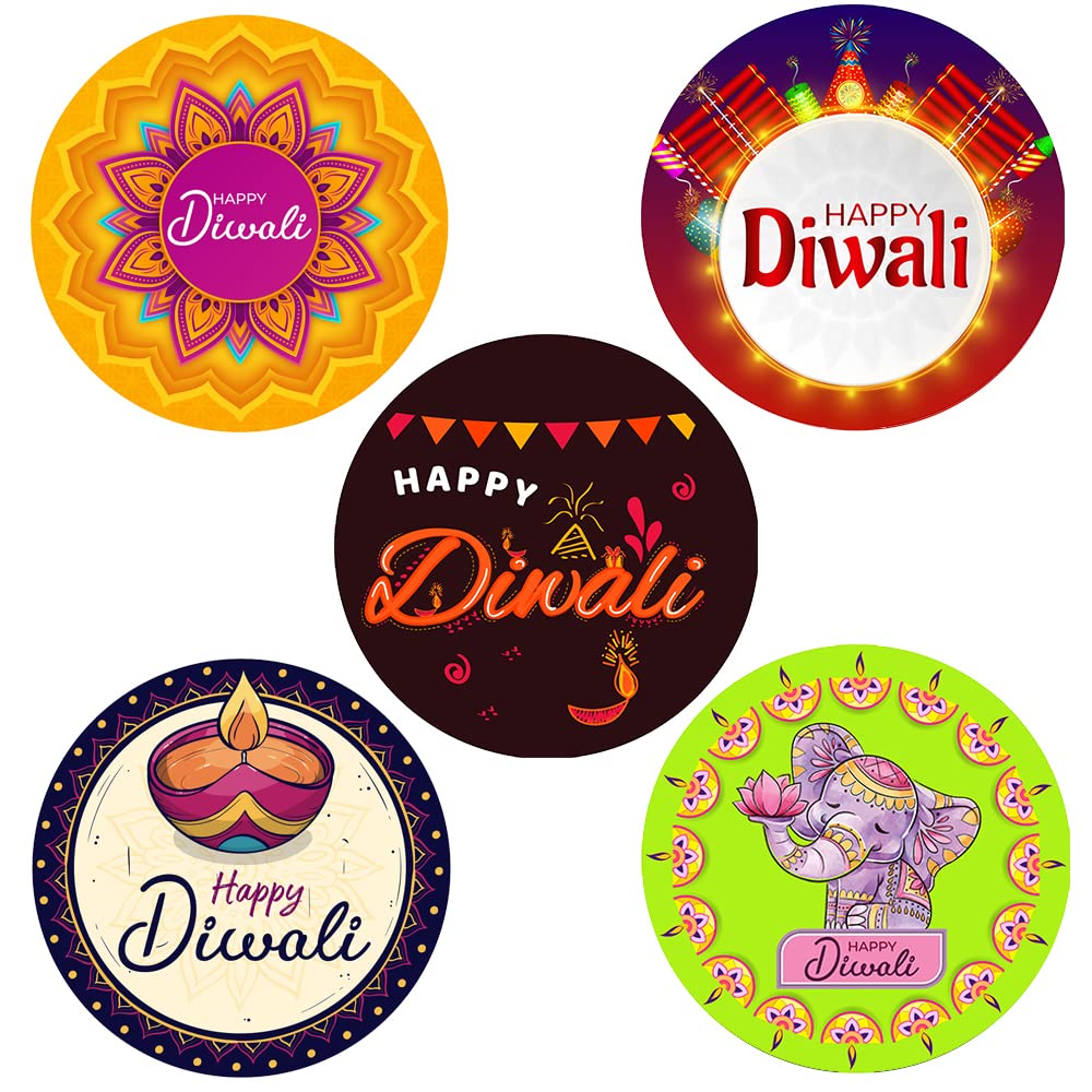 Pack of 30 Diwali Festival Party Stickers (Size 40 mm) Waterproof Labels Packwith® #P3684