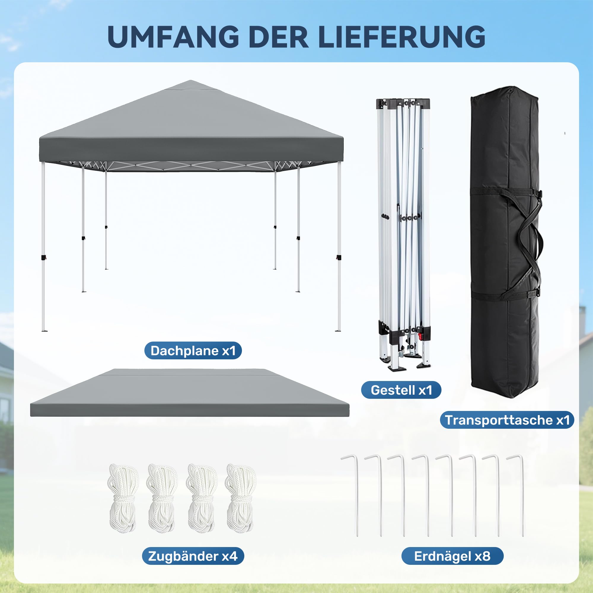 Fijinhom Pavillon 3x6 Wasserdicht Stabil Winterfest, Faltpavillon 3x6 Höhenverstellbar, Pop Up Pavillon UV Schutz 50+,Partyzelt Gartenpavillon Für Outdoor, Grau
