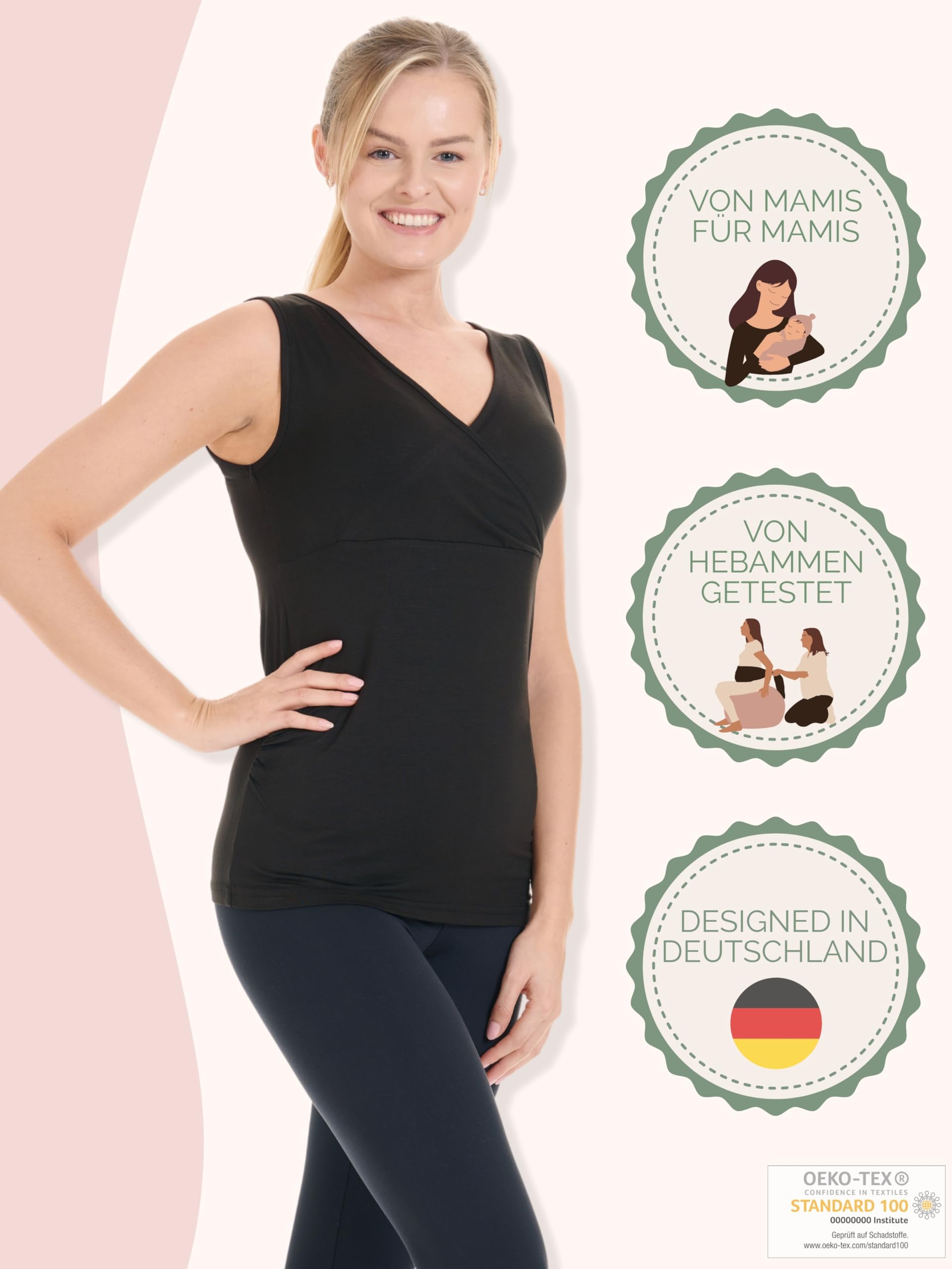 Herzmutter Stilltop-Umstandstop 2er-Set OekoTex 100 - Oberteil für Schwangerschaft - mit Stillfunktion - 6700