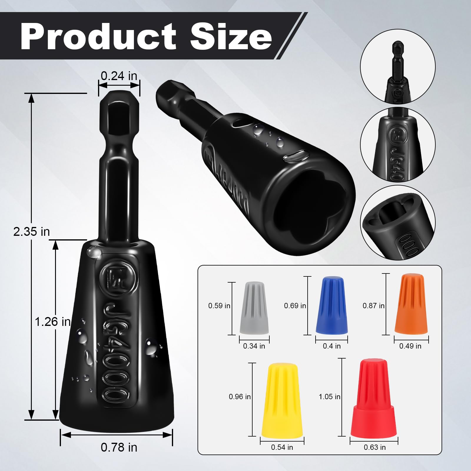 4 Pcs Multifunctional Wire Twister Tool for Drill, Lightweight Wire Nut Twister Compatible with 8 to 24 Awg and 2 to 7 Ways Effortlessly, Wire Nut Twister for Drill for Electrical Power Drill