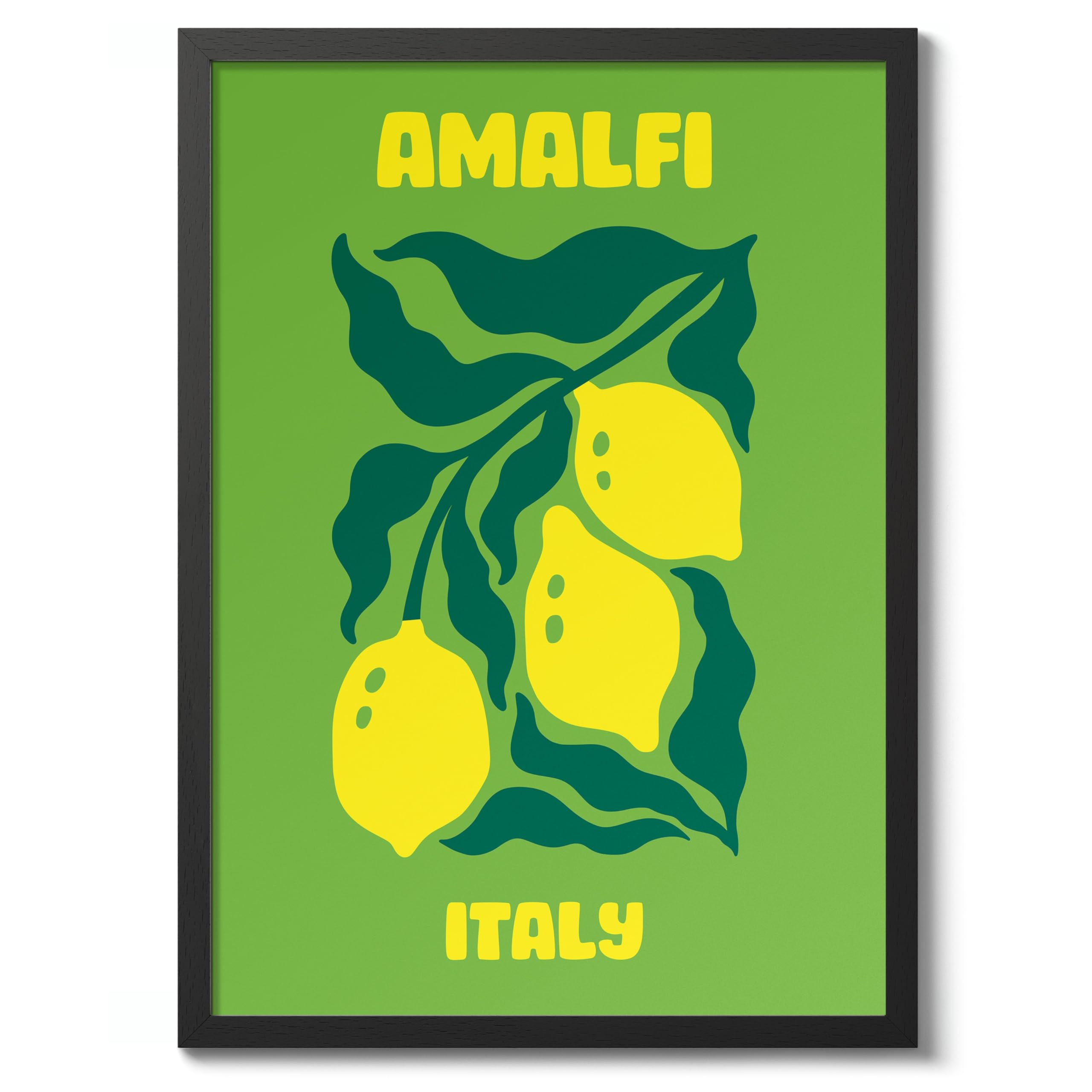 Amalfi Travel Poster, Colourful Abstract Preppy Minimalist Room Decor Wall Art Print, Archival Matte, A3 (Black Frame) - 42x29.7cm — image 1