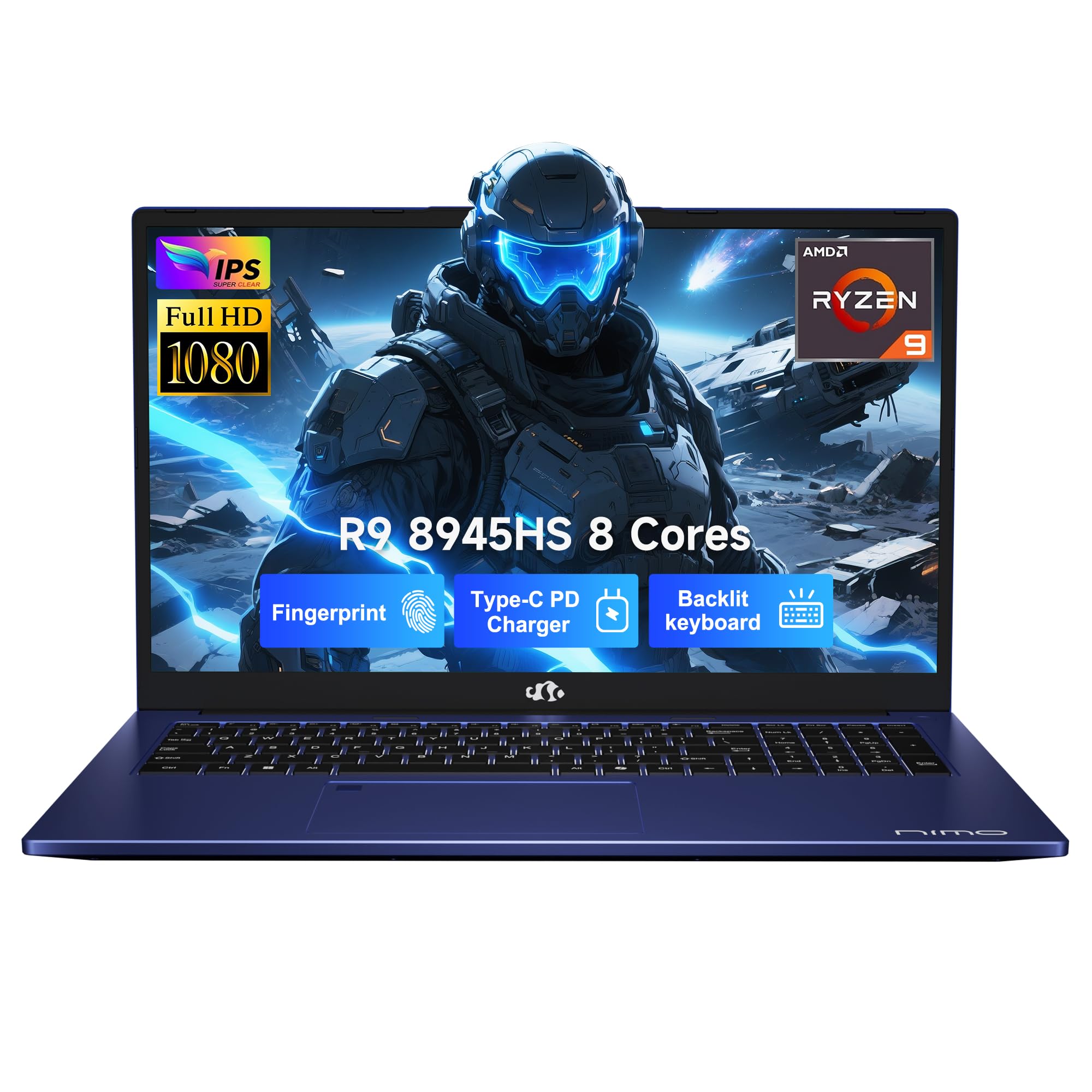 17.3 Gaming-Laptop Ryzen 9 8945HS (Beat i9-13900H, Up to 5.2GHz) 16GB RAM, 512GB SSD, Radeon 780M, PD 100W Type-C AI-Enhanced for Copilot VR Ready, Backlit Keyboard, Fingerprint