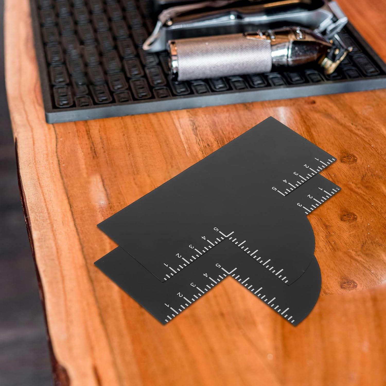 2pcs Barber Enhancement Card with Measurement Indicators for Beard & Hairline Shaping Reusable Line Up Tool Color Spray Edge Hairline Shaper for Salon Home Grooming