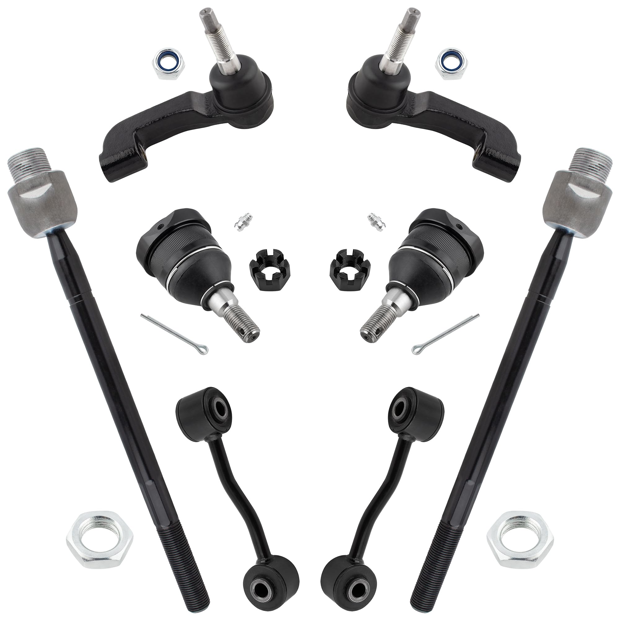 MYSMOT EV800407 K80767 K7391 ES3536 ES3535 Front Inner & Outer Tie Rod Ends Lower Ball Joints Stabilizer Sway Bar Links for Jeep Liberty 2005, Pack of