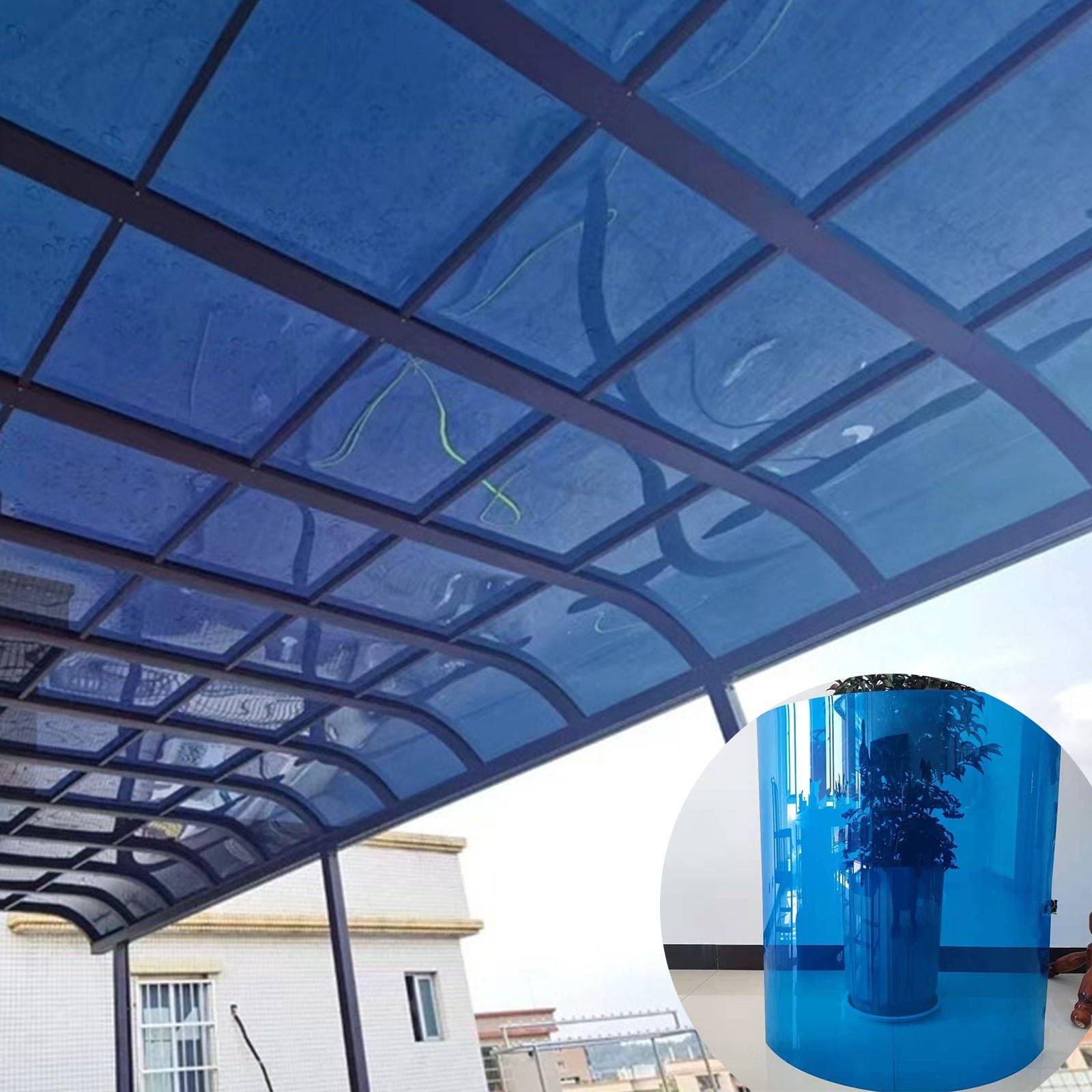 Clear Polycarbonate Sheets,Polycarbonate Panels,Polycarbonate roof Panels,Greenhouse Panels,UV Rainproof Roof Cover,for Outdoor Glazing Panels Replacement Shed Panel(Thickness: 1mm)(Blue,2.62x29.5ft)