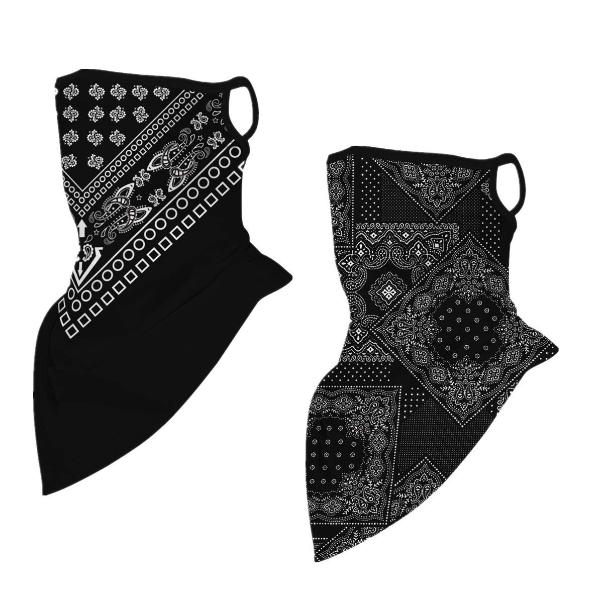 B-wellPack-2 Unisex Bandana with Ear Hangers Cooling Neck Gaiter for Man Scarf for Women Balaclava