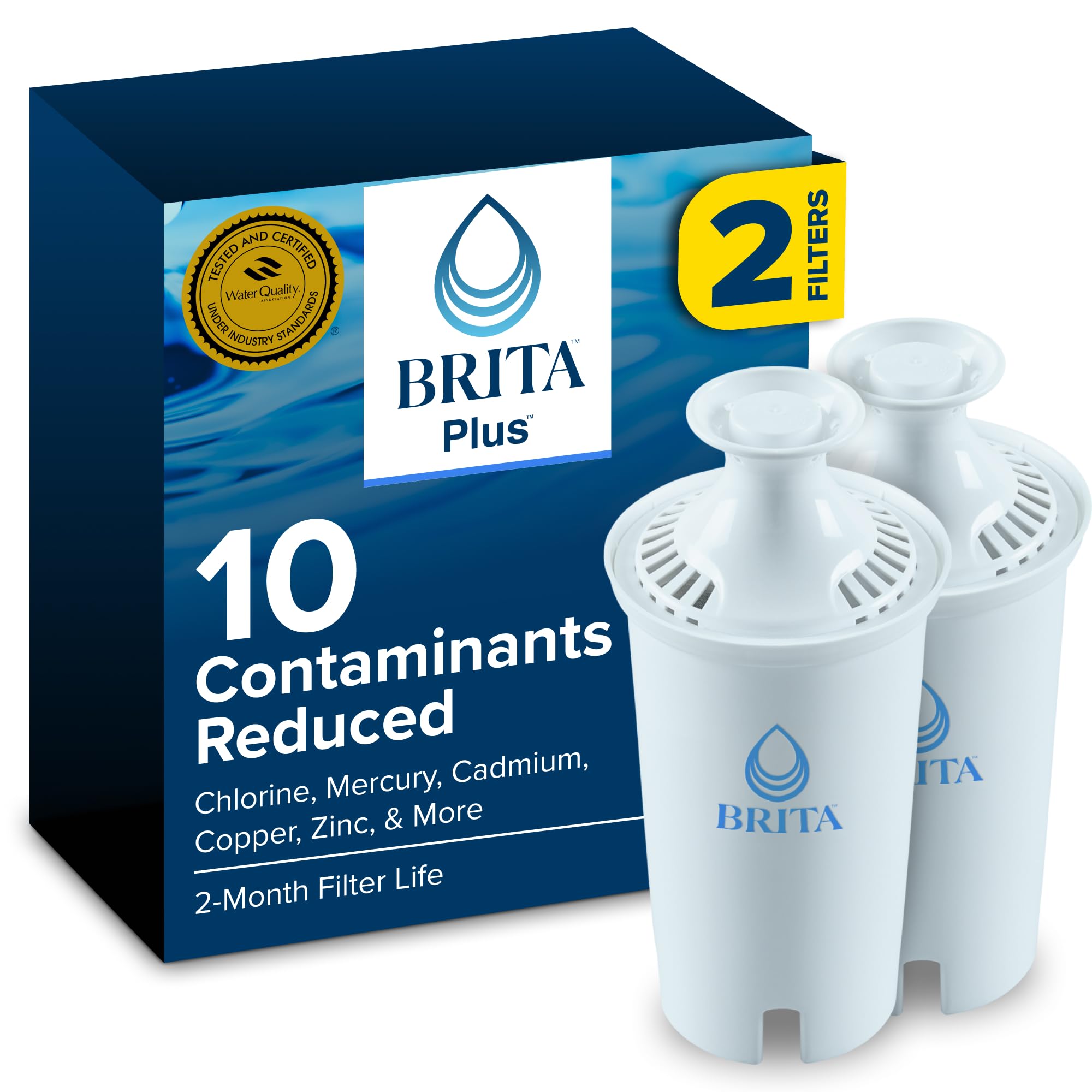 Photo 1 of ***only one new filter the other is used***Brita BritaPlus Replacement Water Filter for Pitchers and Dispensers, WQA NSF/ANSI Certified, Reduces 2x More Contaminants vs. Standard Brita, Reduces Chlorine Zinc Copper Mercury & More, 2 Filters***only one new