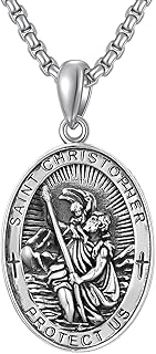 Saint Necklace 925 Sterling Silver Patron Amulet Medal...