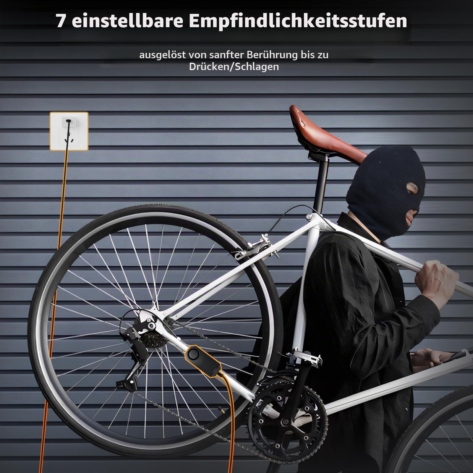 WSDCAM Kabelloser Fahrradalarm mit Fernbedienung, wiederaufladbar, 113 dB laute Fahrradalarmanlage, Diebstahlschutz, IP65 wasserdicht, Fahrradalarme für E-Bikes, Motorräder, Roller, Outdoor-Fahren und
