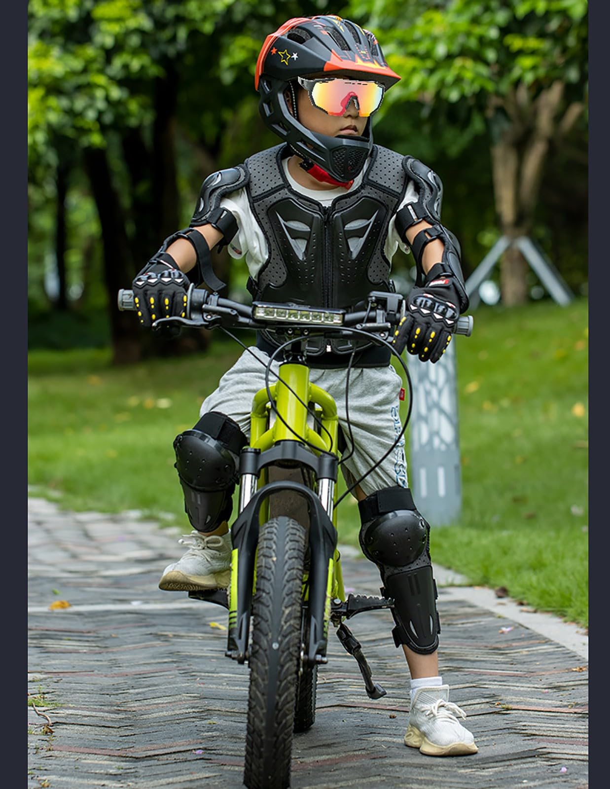 Set Protezioni per Bambini, Set Protezioni per Bambini, Protezione Torace per Bambini, Gilet da Moto, Protezione da Corsa con Ginocchiere, Gomitiere, Gilet Protettivo per Sci D