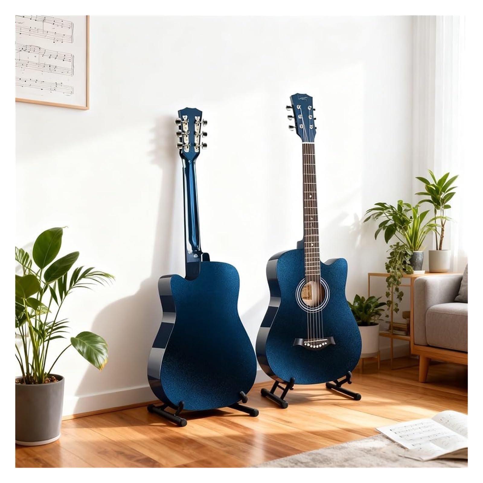 Set di chitarra acustica da 104 cm, per principianti e adulti, tutorial elementare di chitarra folk a grandezza naturale, kit base con custodia da concerto (blu)