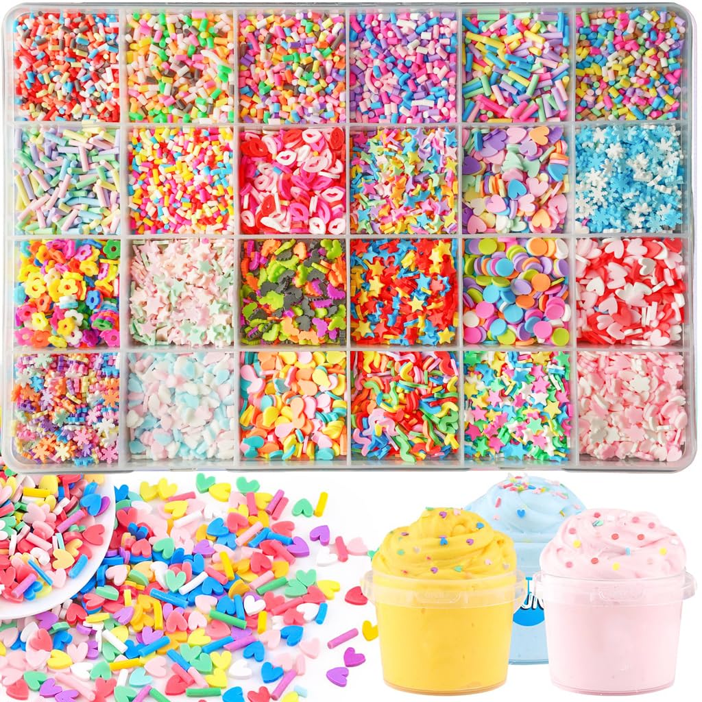 PATPAT® 24-Grid Non-edible Polymer Clay Slime Add Ins Slime Making Kit for Girls, Fake Sprinkles Kawaii Charms for Nail Art Design, Lip Gloss, Assorted Sprinkle Decoration Accessories for DIY Crafting-image-5