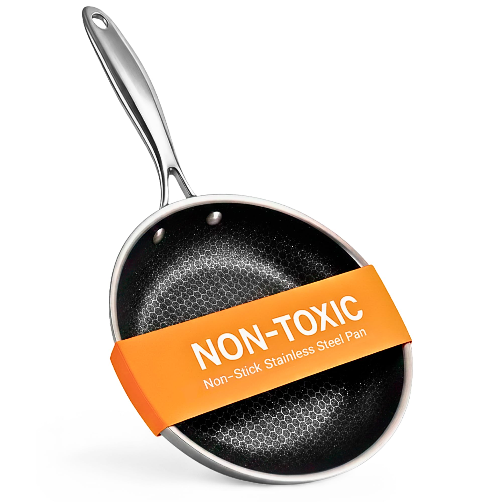 Ziruma Non-Toxic Frying Pan Non Stick 8 Fully Clad for Fast Even Heat PFOA-Free Premium 304 Stainless Steel